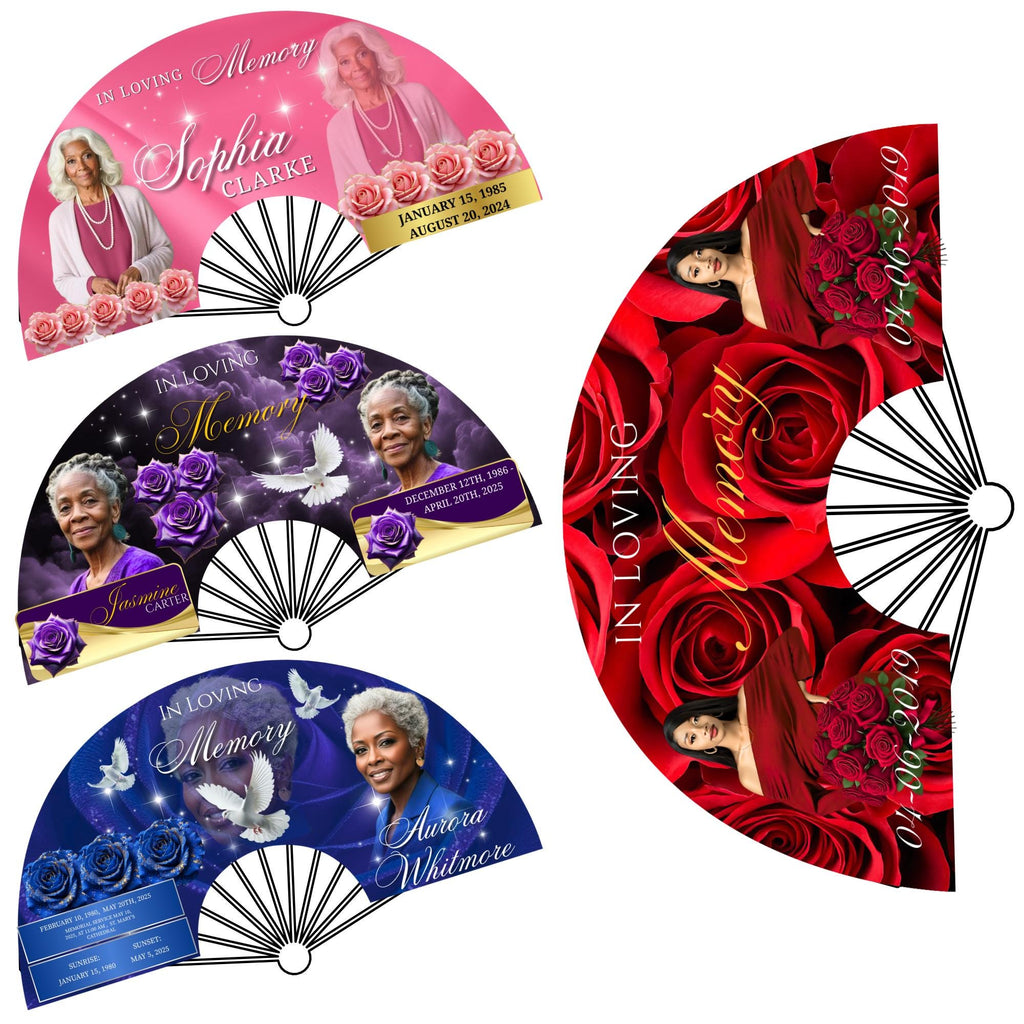 26 In Loving Memory Clack Fan Canva Editable Templates, In Loving Memory Templates, Memorial Canva Template, Funeral Memorial Clack Fan - Editable Memorial Canva Template