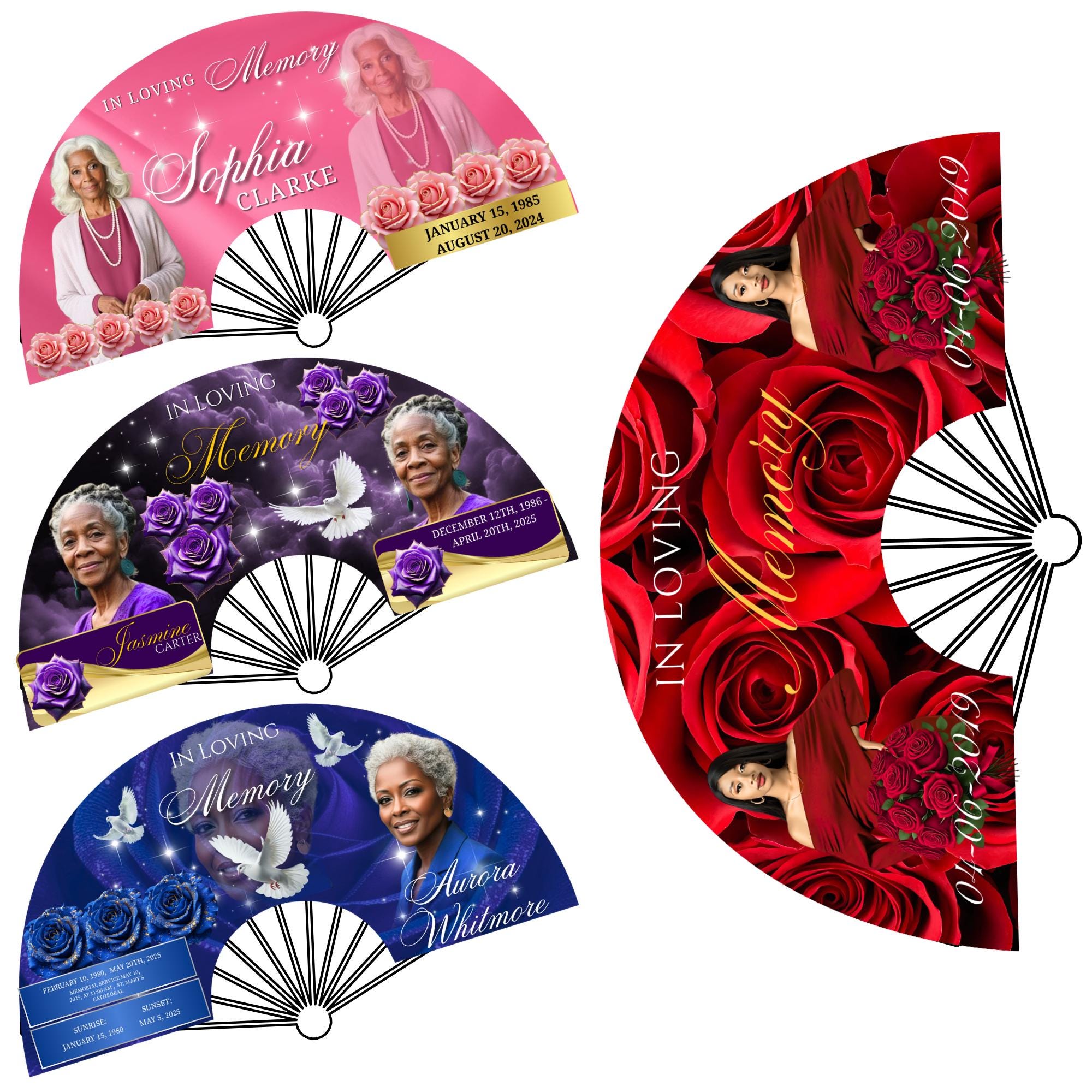 26 In Loving Memory Clack Fan Canva Editable Templates, In Loving Memory Templates, Memorial Canva Template, Funeral Memorial Clack Fan - Editable Memorial Canva Template