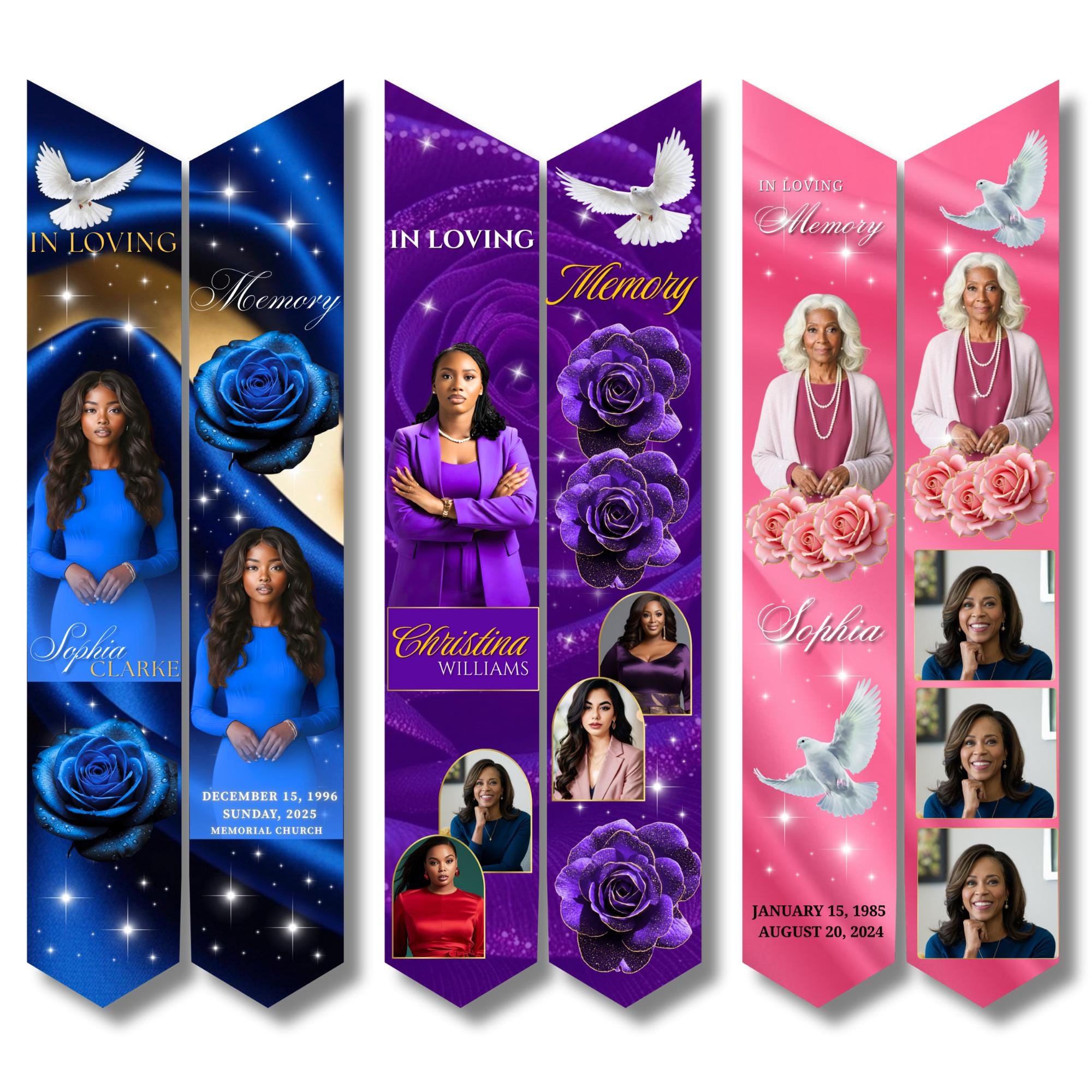 25 Memorial Stole Canva Editable Templates, In Loving Memory Templates, Memorial Canva Template, Funeral & Celebration, Digital Download - Editable Memorial Canva Template