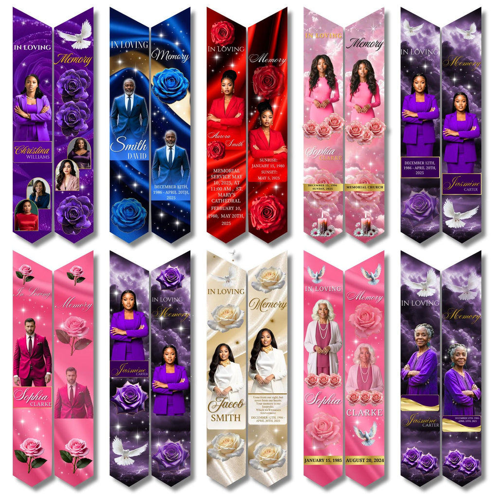 25 Memorial Stole Canva Editable Templates, In Loving Memory Templates, Memorial Canva Template, Funeral & Celebration, Digital Download - Editable Memorial Canva Template
