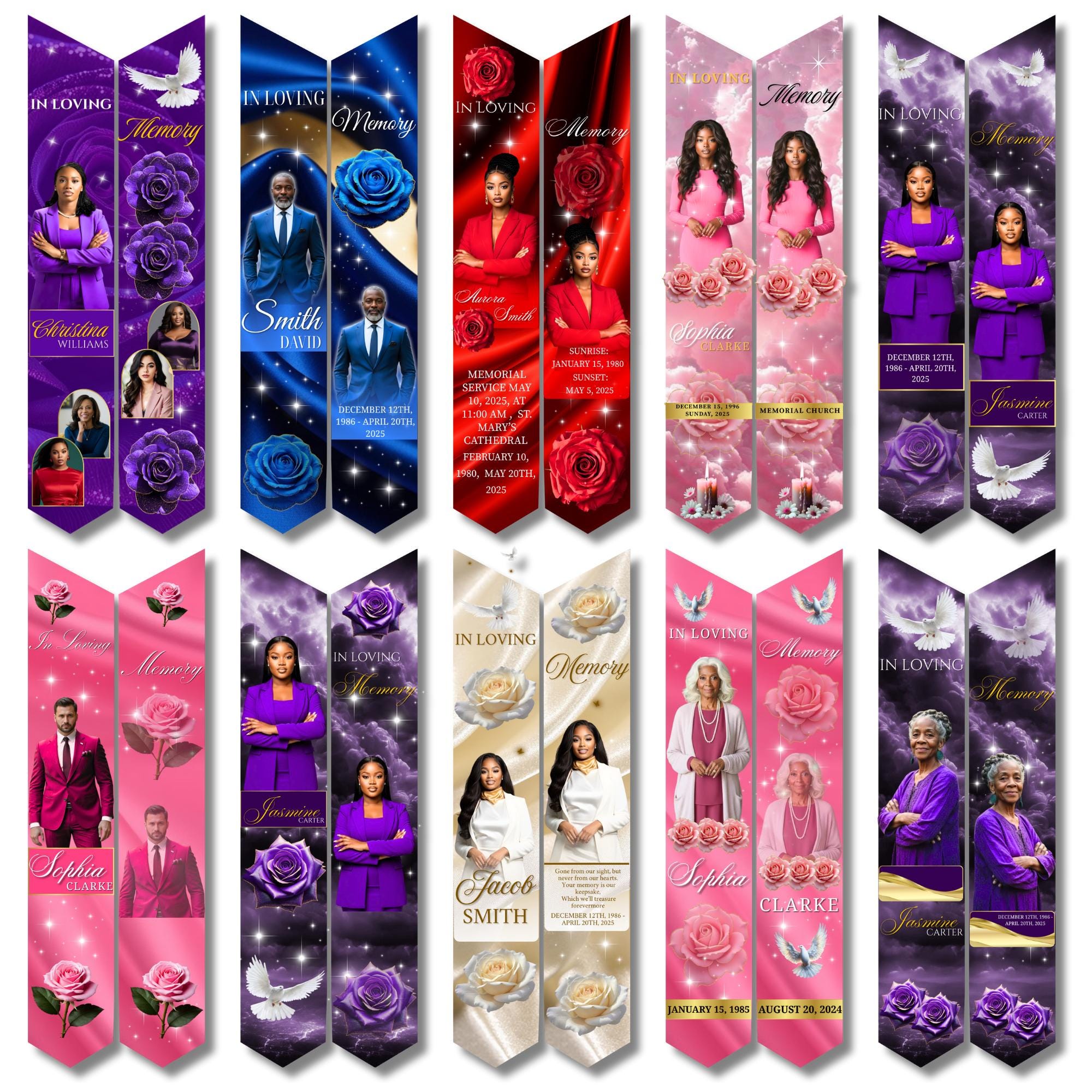 25 Memorial Stole Canva Editable Templates, In Loving Memory Templates, Memorial Canva Template, Funeral & Celebration, Digital Download - Editable Memorial Canva Template