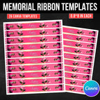26 In Loving Memory Ribbon Canva Editable Template, Memorial Ribbon Templates, Rest in Piece Ribbon Design, Funeral Memorial Template - Editable Memorial Canva Template