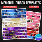26 In Loving Memory Ribbon Canva Editable Template, Memorial Ribbon Templates, Rest in Piece Ribbon Design, Funeral Memorial Template - Editable Memorial Canva Template