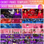 25 Memorial Casket Panel Editable Templates, Personalized Casket Panel, In Loving Memory Canva Template, Memorial Tribute, Funeral Keepsake - Editable Memorial Canva Template