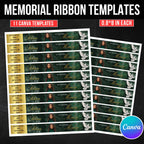 11 In Loving Memory Ribbon Canva Editable Template, Memorial Ribbon Templates, Rest in Piece Ribbon Design, Funeral Memorial Template - Editable Memorial Canva Template