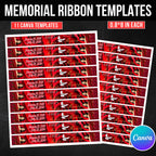 11 In Loving Memory Ribbon Canva Editable Template, Memorial Ribbon Templates, Rest in Piece Ribbon Design, Funeral Memorial Template - Editable Memorial Canva Template