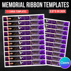 11 In Loving Memory Ribbon Canva Editable Template, Memorial Ribbon Templates, Rest in Piece Ribbon Design, Funeral Memorial Template - Editable Memorial Canva Template
