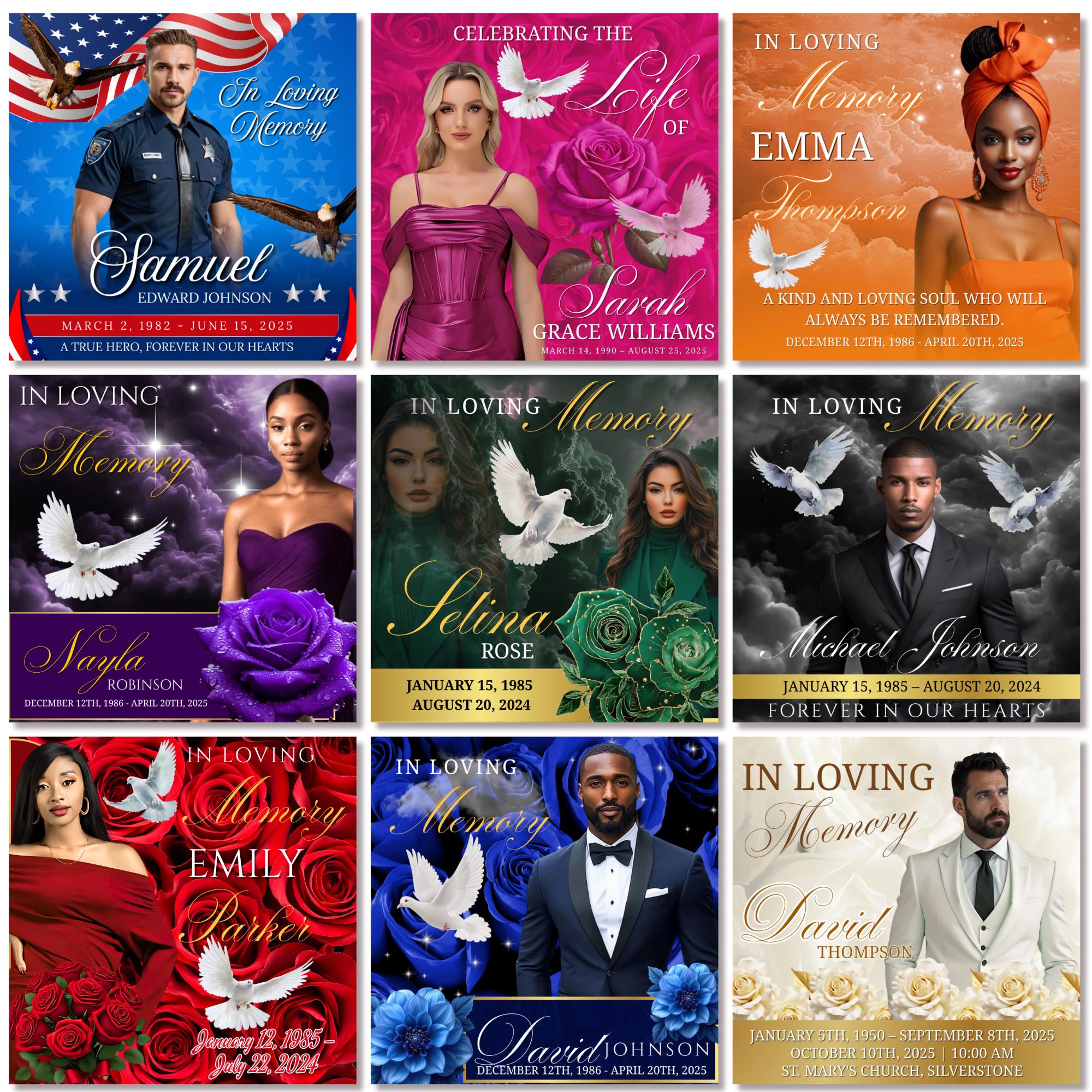 11 In Loving Memory Flyer Canva Editable Template, Memorial Remembrance Flyer, Rest In Peace, Forever In Our Memories, Digital Download - Editable Memorial Canva Template