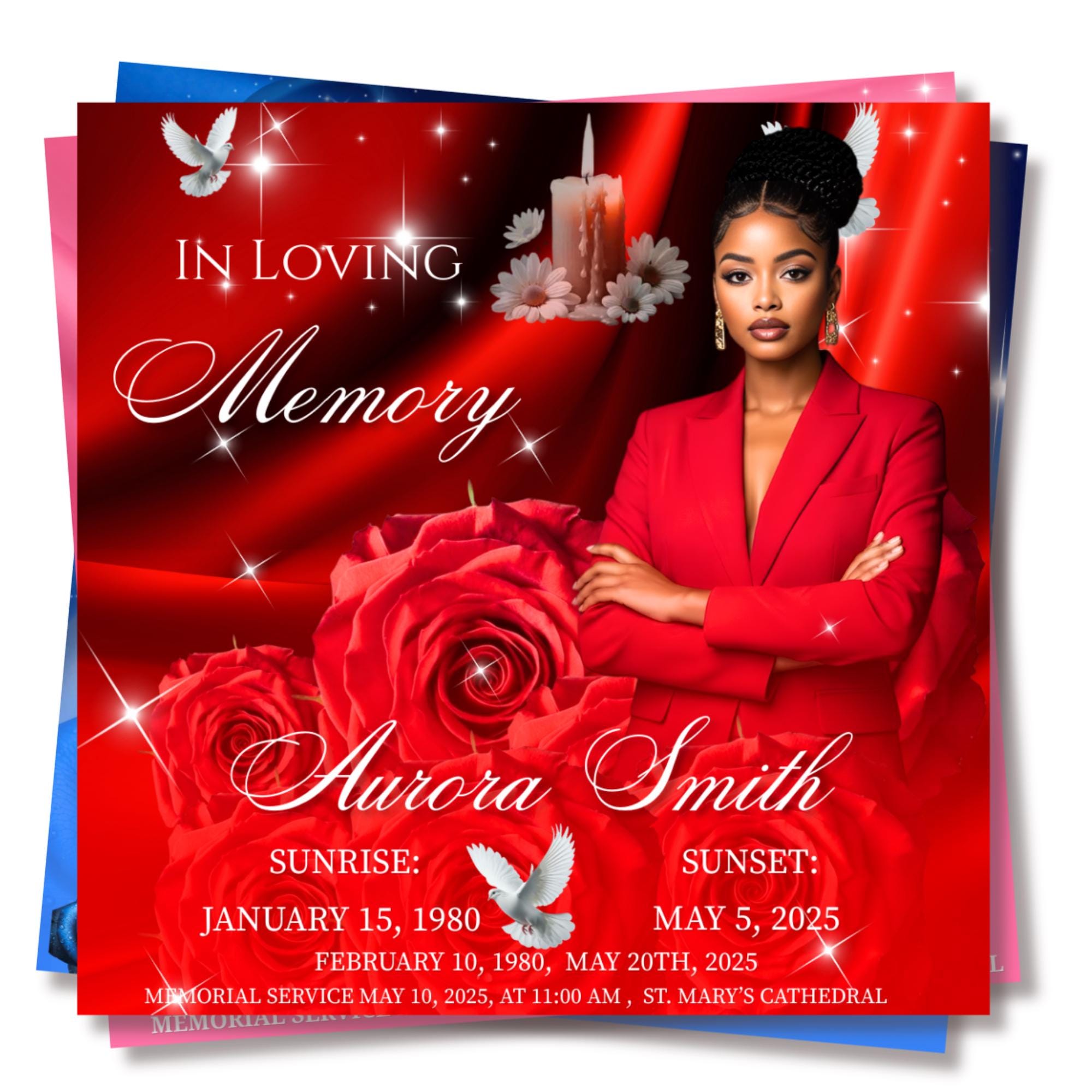 25 In Loving Memory Flyer Canva Editable Template, Memorial Remembrance Flyer, Rest In Peace, Forever In Our Memories, Digital Download - Editable Memorial Canva Template