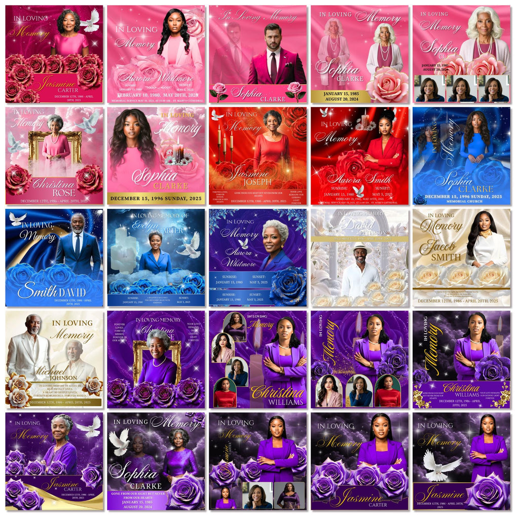 25 In Loving Memory Flyer Canva Editable Template, Memorial Remembrance Flyer, Rest In Peace, Forever In Our Memories, Digital Download - Editable Memorial Canva Template