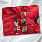 08 Pages Red In Loving Memory Funeral Program Template, Editable Bifold 11x8.5” Design, Obituary Celebration Of Life, Digital Download - Editable Memorial Canva Template
