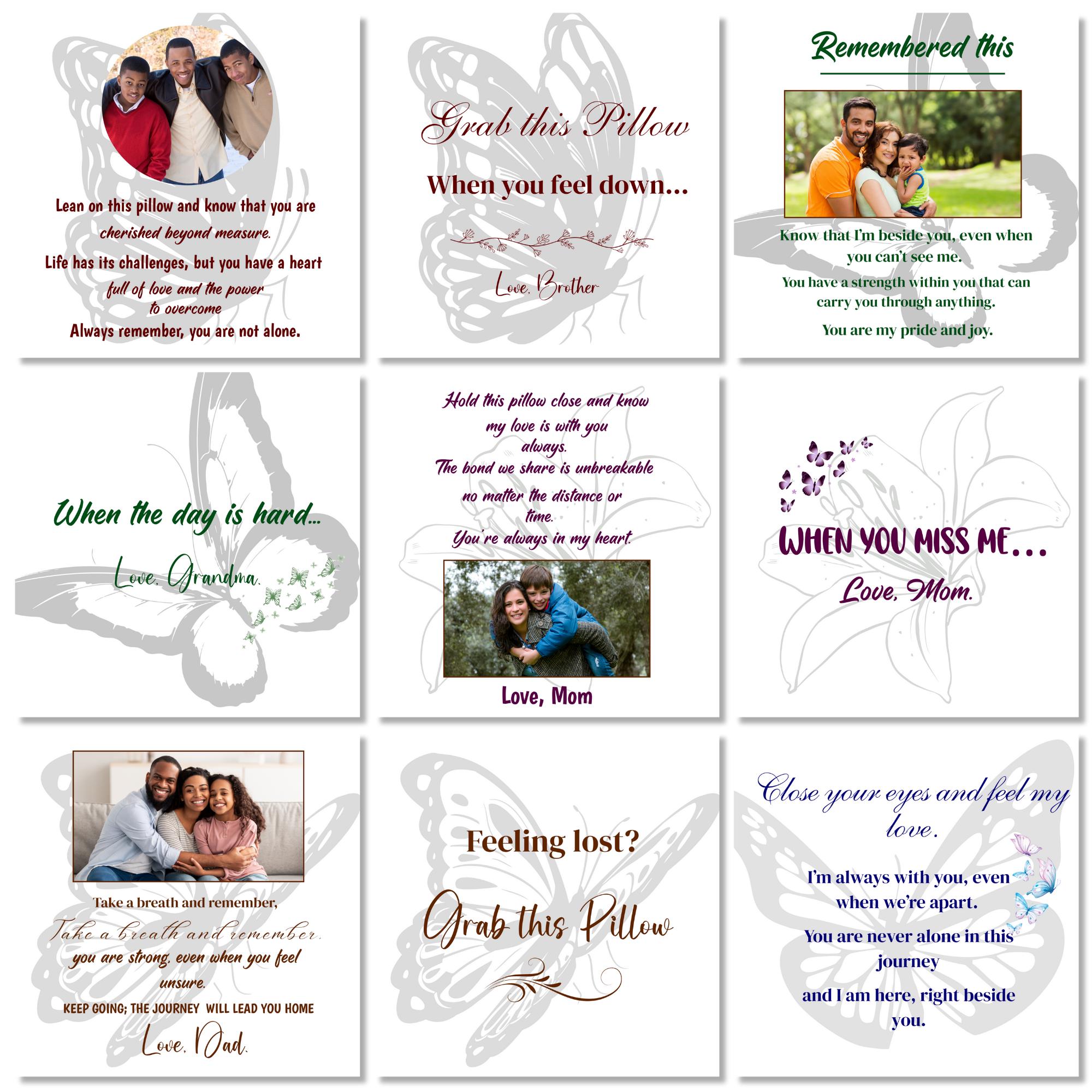 10 Memorial Pillow Sublimation Canva Editable Templates, When The Day Is Hard Templates, In Loving Memory, Always In Our Heart Pillow Design - Editable Memorial Canva Template