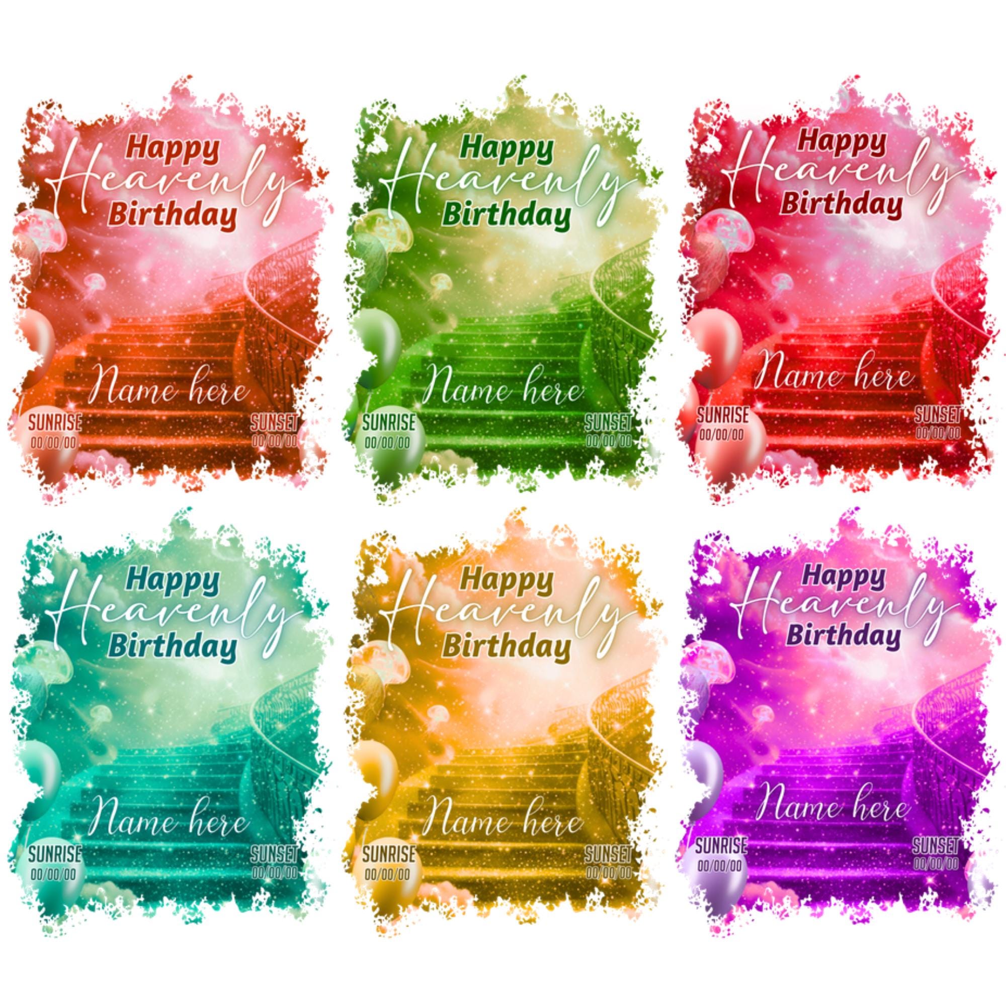10 Happy Heavenly Birthday T Shirt Canva Editable Templates, In Loving Memory Template, Memorial T Shirt, Funeral & Celebration of Life - Editable Memorial Canva Template