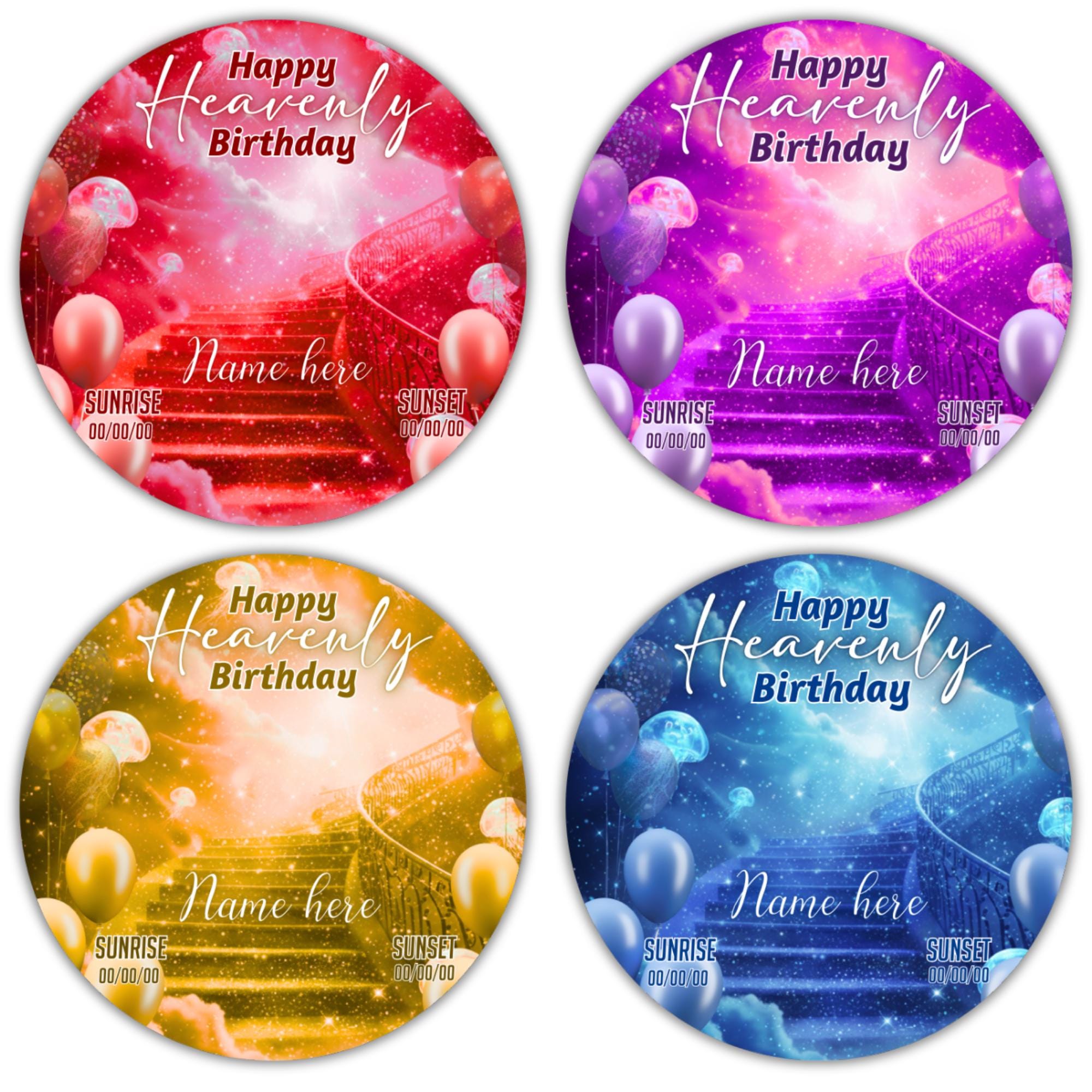 10 Happy Heavenly Birthday Pin Button Canva Editable Template, In Loving Memory Template, Memorial Pin Button, Funeral & Celebration of Life - Editable Memorial Canva Template