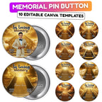 10 In Loving Memory Pin Button Canva Editable Templates, Memorial Pin Button Canva Designs, Funeral Pin Button Template, Digital Download - Editable Memorial Canva Template