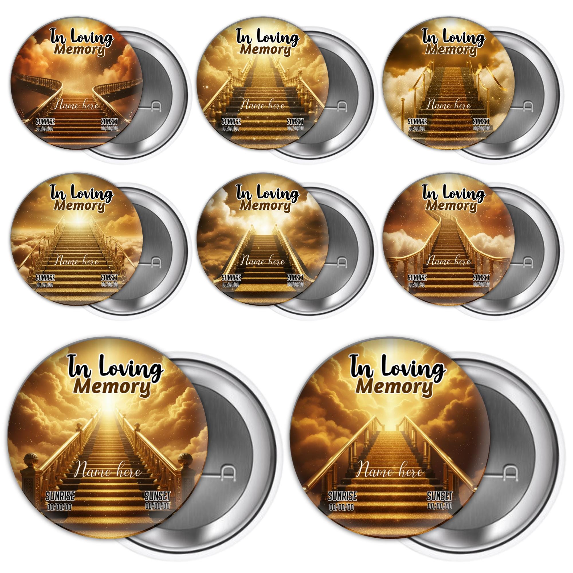 10 In Loving Memory Pin Button Canva Editable Templates, Memorial Pin Button Canva Designs, Funeral Pin Button Template, Digital Download - Editable Memorial Canva Template