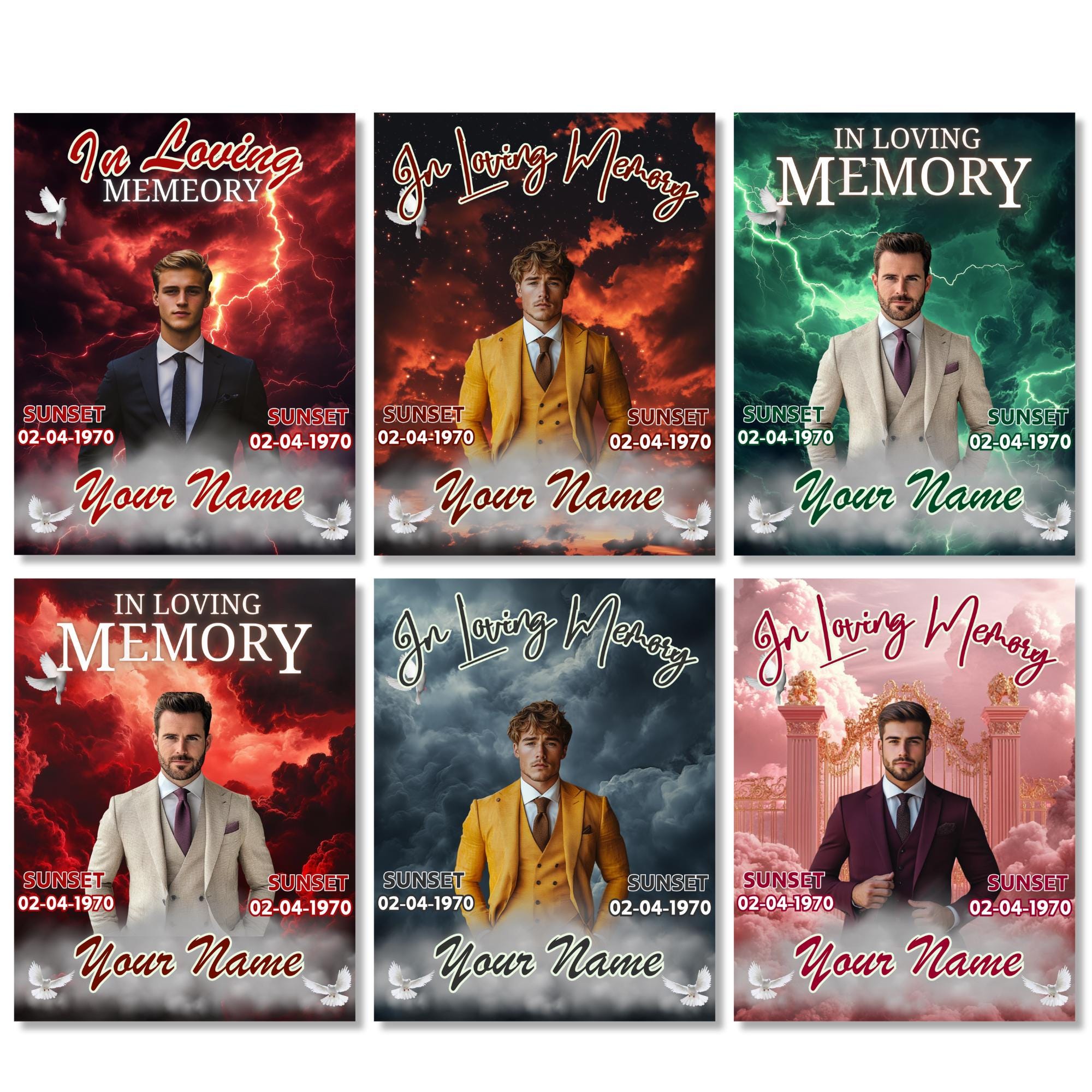 100 In Loving Memory Canva Editable Templates, Memorial Pin Canva Templates, Rest In Peace, Forever In Our Heart Templates, Digital Download - Editable Memorial Canva Template