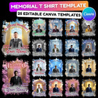 25 In Loving Memory T Shirt Canva Editable Templates, In Loving Memory Templates, Memorial Canva Template, Funeral & Celebration of Life - Editable Memorial Canva Template