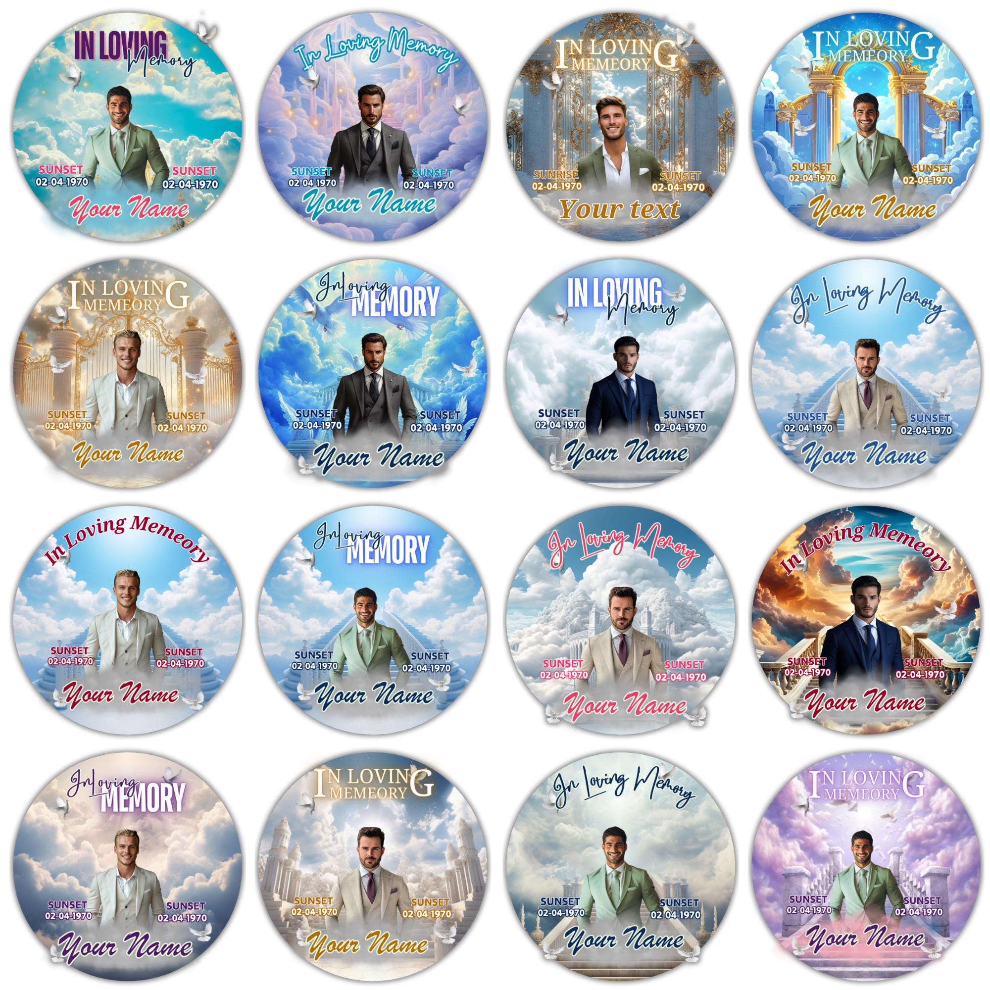 25 In Loving Memory Pin Button Canva Editable Templates, In Loving Memory Templates, Memorial Canva Template, Funeral & Celebration of Life - Editable Memorial Canva Template