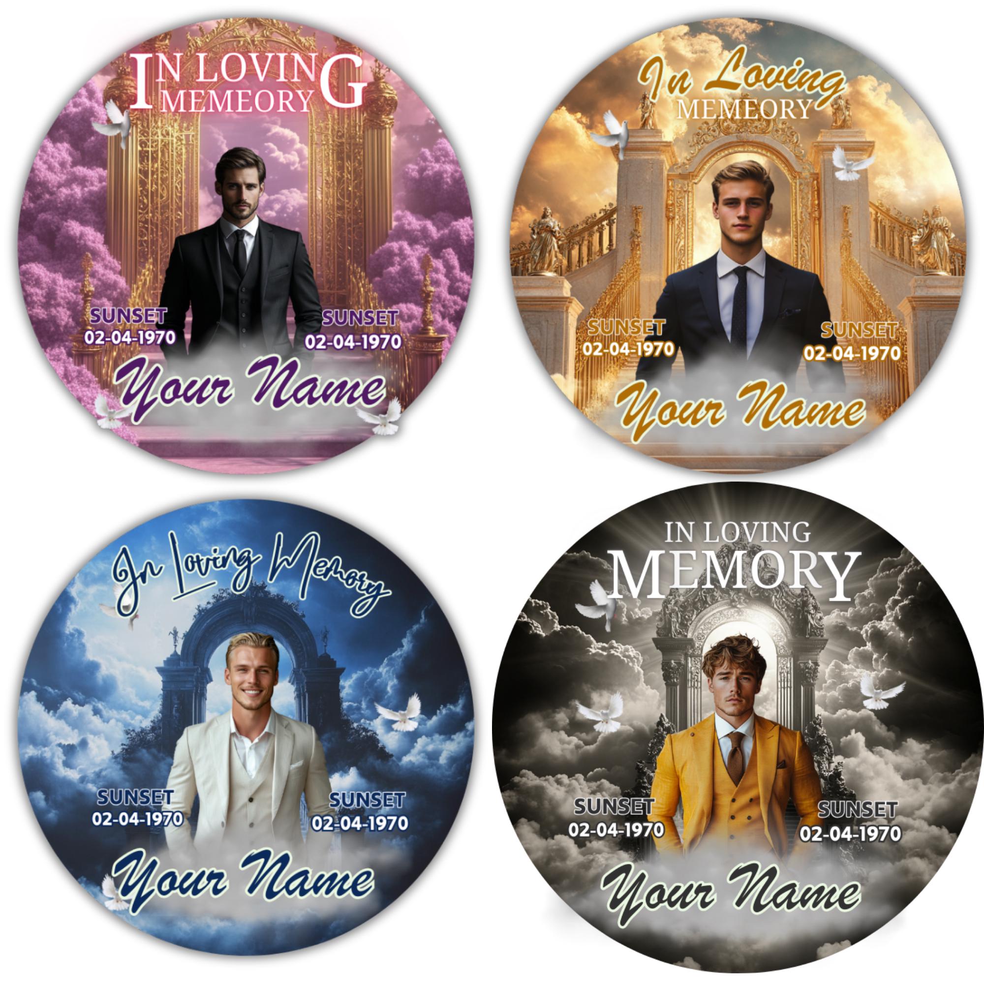 25 In Loving Memory Pin Button Canva Editable Templates, In Loving Memory Templates, Memorial Canva Template, Funeral & Celebration of Life - Editable Memorial Canva Template