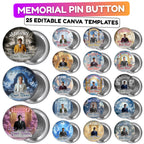 25 In Loving Memory Pin Button Canva Editable Templates, In Loving Memory Templates, Memorial Canva Template, Funeral & Celebration of Life - Editable Memorial Canva Template