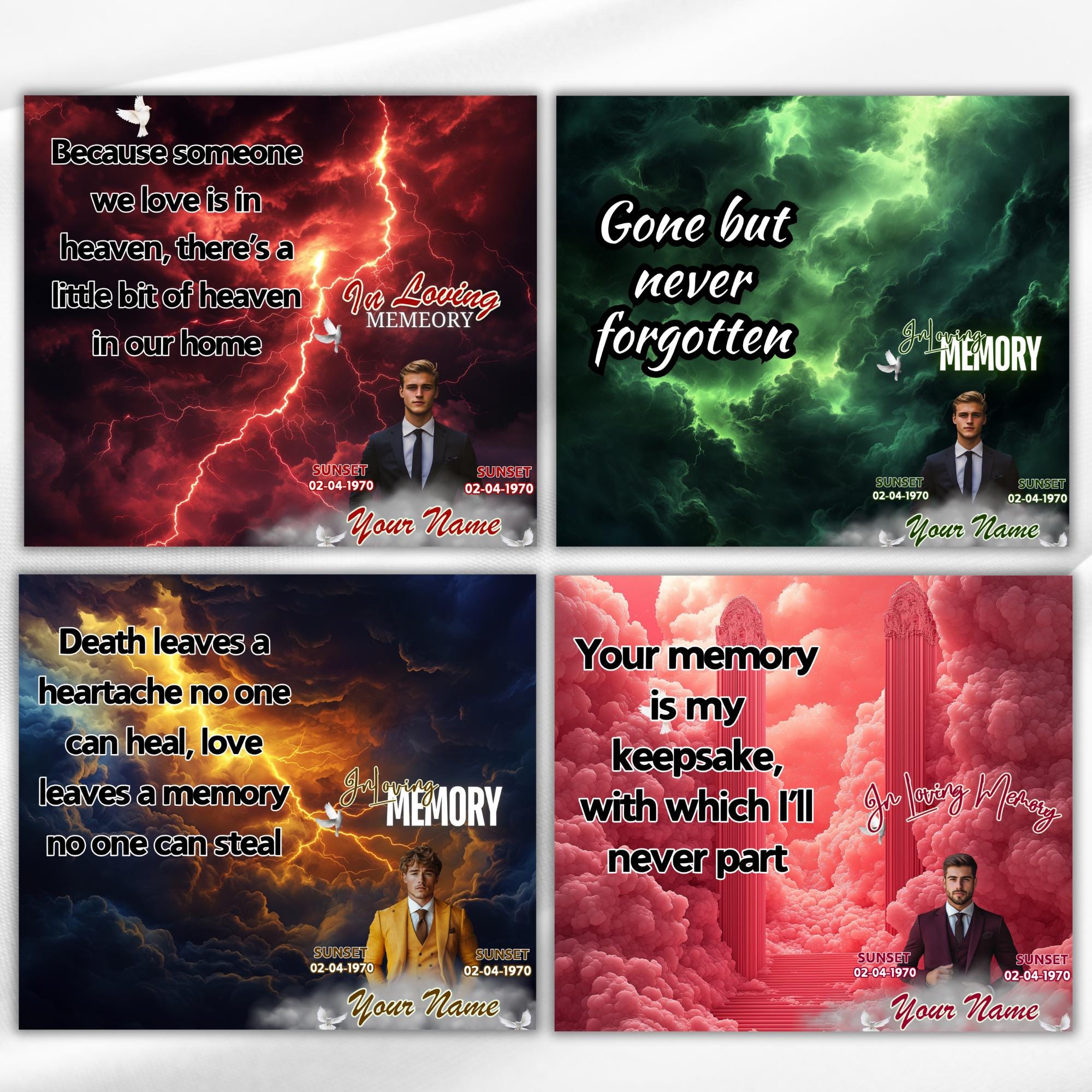 50 Memorial Tumbler Canva Editable Template Bundle, Canva Editable Template, In Loving Memory Tumbler, Add your Own Photo Canva Tumbler - Editable Memorial Canva Template