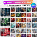 50 Memorial Tumbler Canva Editable Template Bundle, Canva Editable Template, In Loving Memory Tumbler, Add your Own Photo Canva Tumbler - Editable Memorial Canva Template