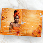 08 Pages Orange Butterfly Funeral Program Template, Bi-Fold Funeral Program, Obituary Celebration Of Life Program, Digital Download - Editable Memorial Canva Template