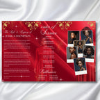 In Loving Memory TriFold Red Funeral Program Template, TriFold 17x11 Program, Celebration of Life Obituary Program, Memorial Funeral Program - Editable Memorial Canva Template