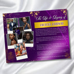 08 Purple In Loving Memory Funeral Program Template, Editable Bifold 11x8.5” Design, Obituary Celebration Of Life, Digital Download - Editable Memorial Canva Template
