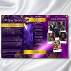 In Loving Memory Purple Funeral Program Template, Editable TriFold 17x11 Program, Celebration of Life Obituary Program, Digital Download - Editable Memorial Canva Template