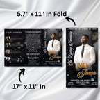 In Loving Memory Black Funeral Program Template, Editable TriFold 17x11 Program, Celebration of Life Obituary Program, Digital Download - Editable Memorial Canva Template