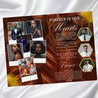 08 Brown In Loving Memory Funeral Program Template, Memorial Editable Bifold 11x8.5” Design, Obituary Celebration Of Life, Digital Download - Editable Memorial Canva Template