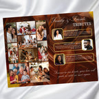 08 Brown In Loving Memory Funeral Program Template, Memorial Editable Bifold 11x8.5” Design, Obituary Celebration Of Life, Digital Download - Editable Memorial Canva Template