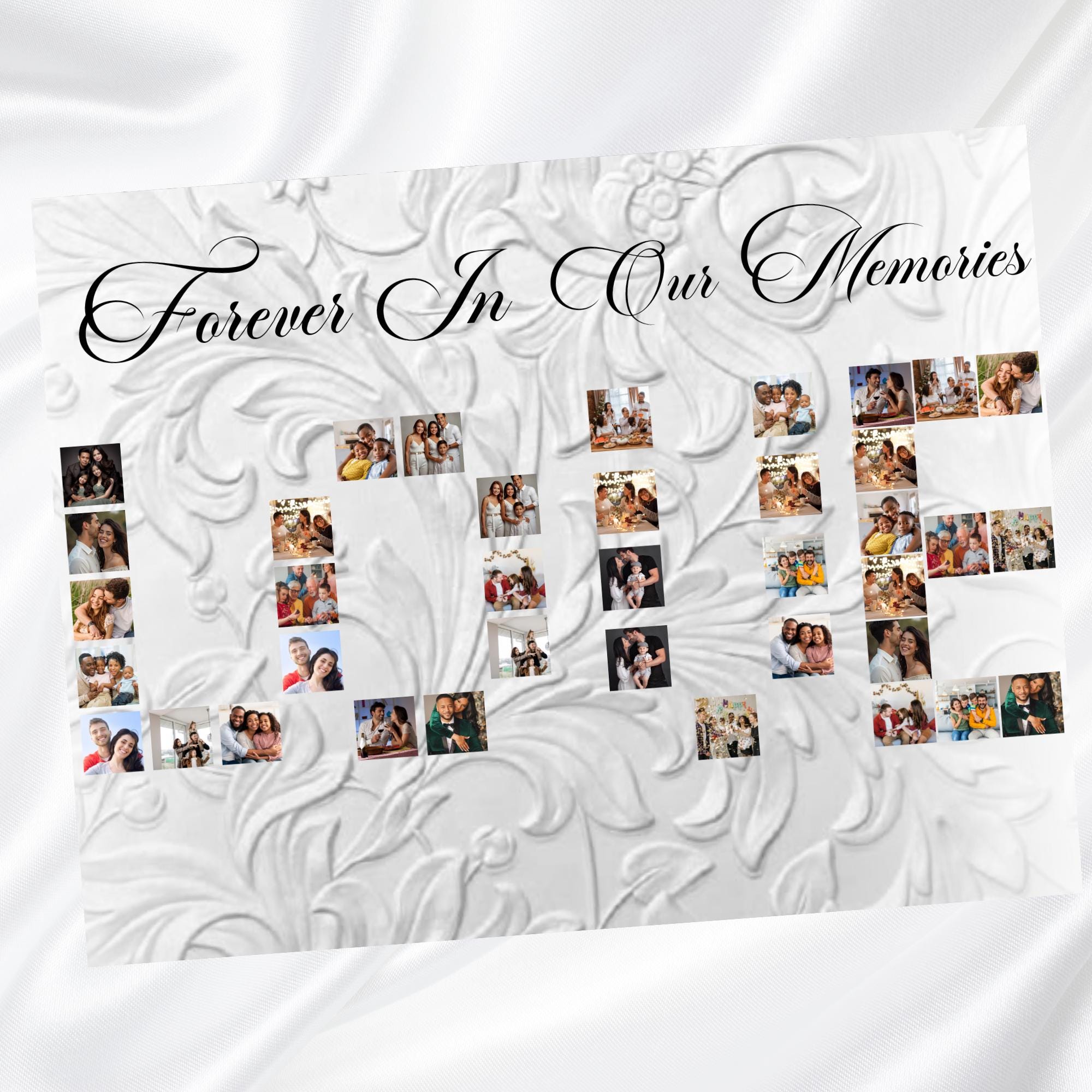 08 Pages Cream White Funeral Program Template, Memorial Editable Bifold 11x8.5” Design, Obituary Celebration Of Life, Digital Download - Editable Memorial Canva Template