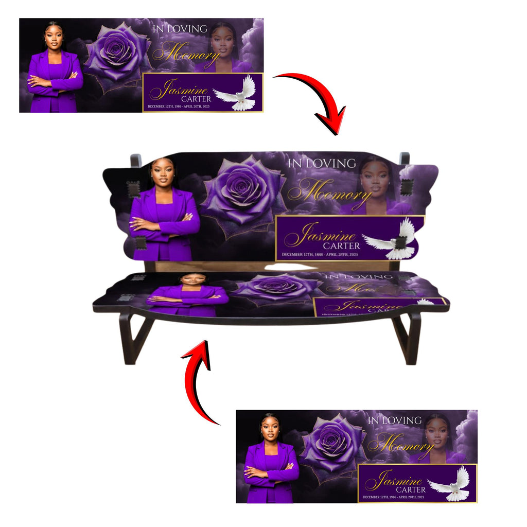 25 In Loving Memory Bench Canva Editable Templates, In Loving Memory Banch Templates, Memorial Bench Template, Funeral & Celebration of Life - Editable Memorial Canva Template