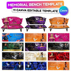 11 In Loving Memory Bench Canva Editable Templates, In Loving Memory Banch Templates, Memorial Bench Template, Funeral & Celebration of Life - Editable Memorial Canva Template
