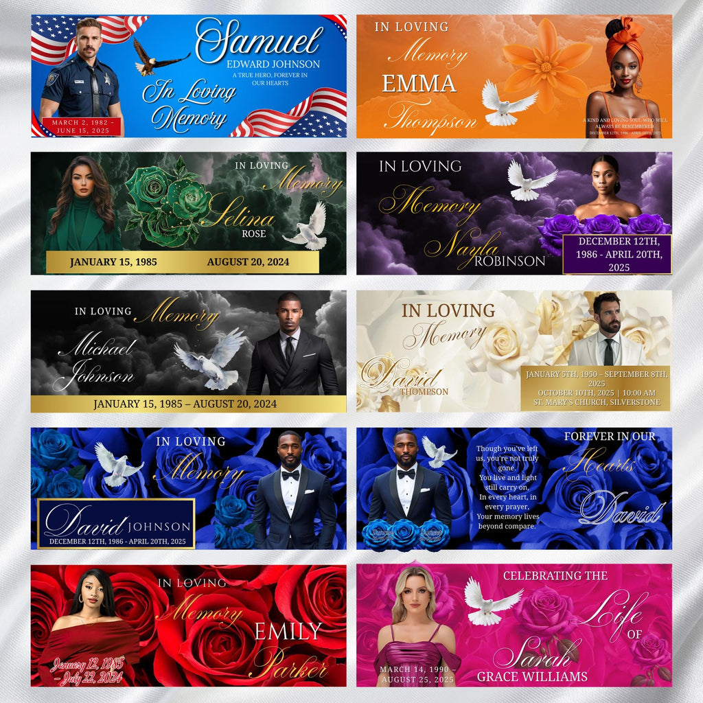 11 In Loving Memory Bench Canva Editable Templates, In Loving Memory Banch Templates, Memorial Bench Template, Funeral & Celebration of Life - Editable Memorial Canva Template