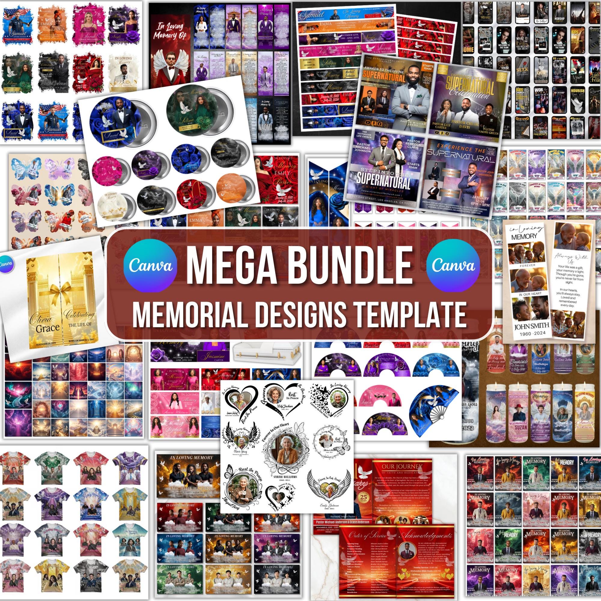 In Loving Memory Mega Bundle Canva Editable Templates, In Loving Memory Templates, Memorial Canva Editable Templates, Digital Download - Editable Memorial Canva Template