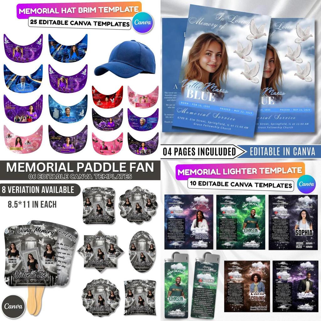 In Loving Memory Mega Bundle Canva Editable Templates, In Loving Memory Templates, Memorial Canva Editable Templates, Digital Download - Editable Memorial Canva Template