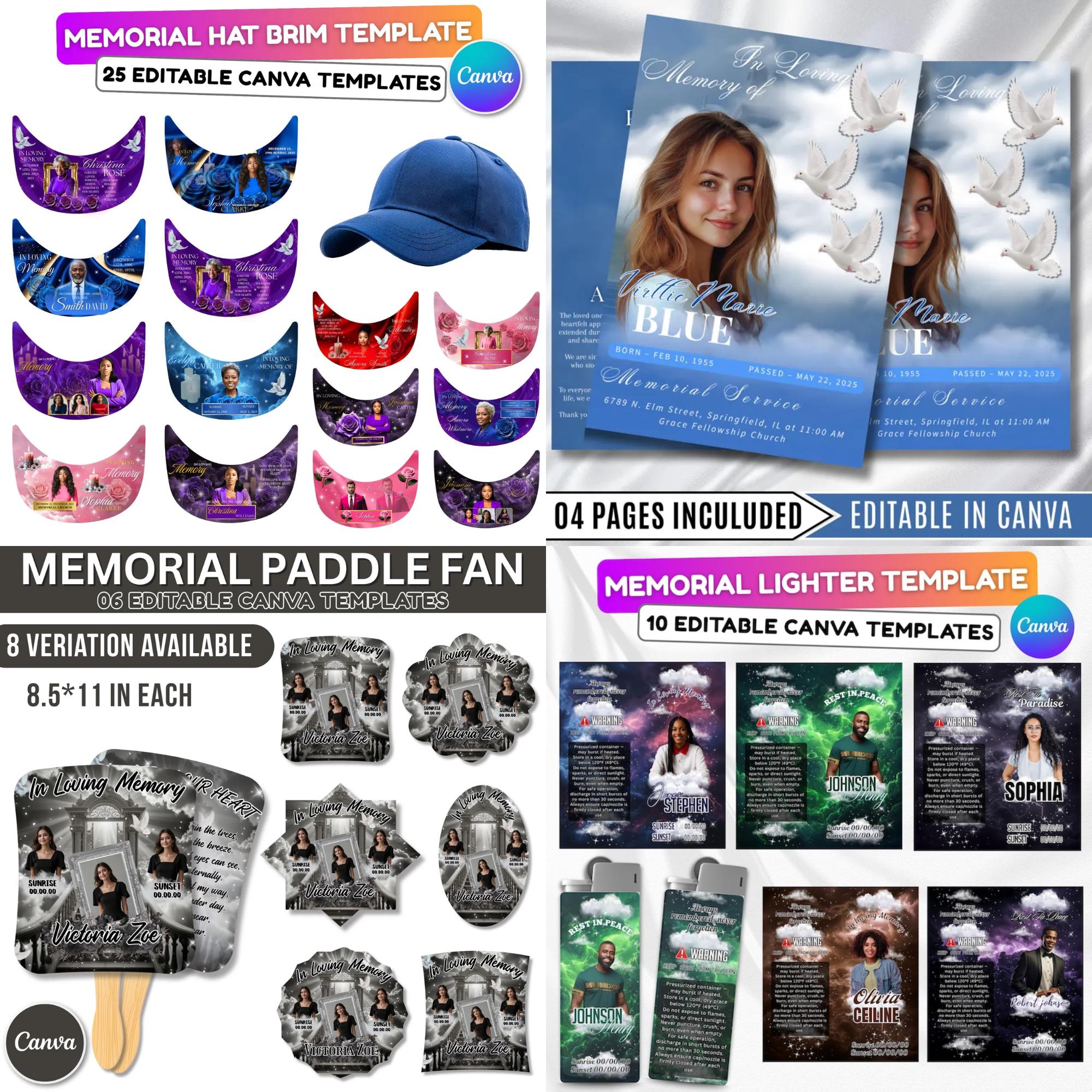 In Loving Memory Mega Bundle Canva Editable Templates, In Loving Memory Templates, Memorial Canva Editable Templates, Digital Download - Editable Memorial Canva Template