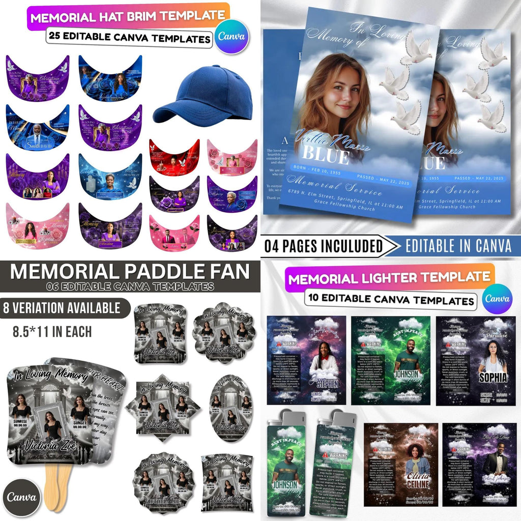 In Loving Memory Mega Bundle Canva Editable Templates, In Loving Memory Templates, Memorial Canva Editable Templates, Digital Download - Editable Memorial Canva Template