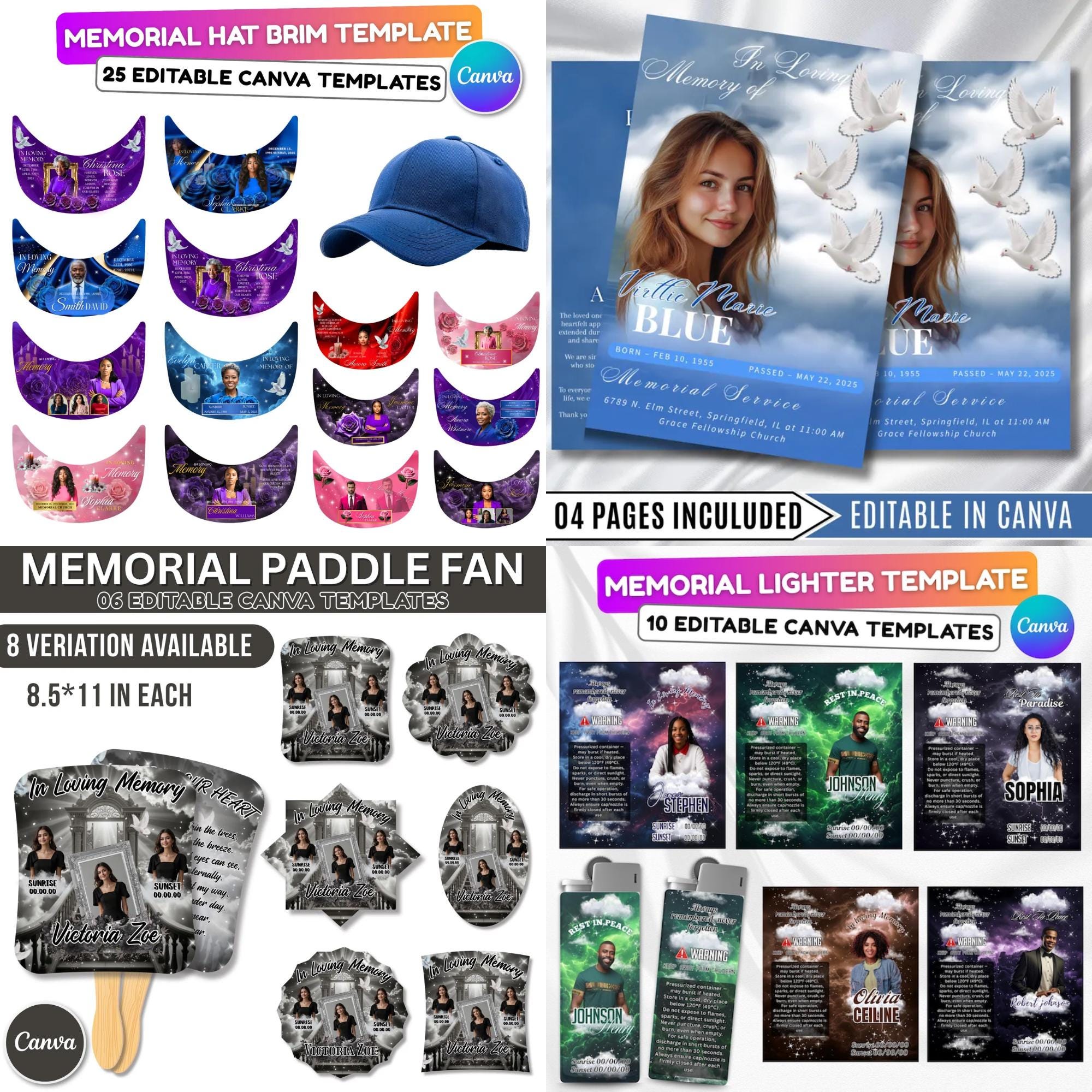 In Loving Memory Mega Bundle Canva Editable Templates, In Loving Memory Templates, Memorial Canva Editable Templates, Digital Download - Editable Memorial Canva Template