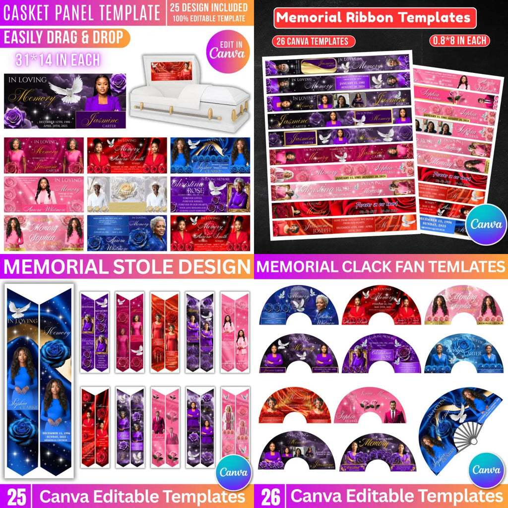 In Loving Memory Mega Bundle Canva Editable Templates, In Loving Memory Templates, Memorial Canva Editable Templates, Digital Download - Editable Memorial Canva Template