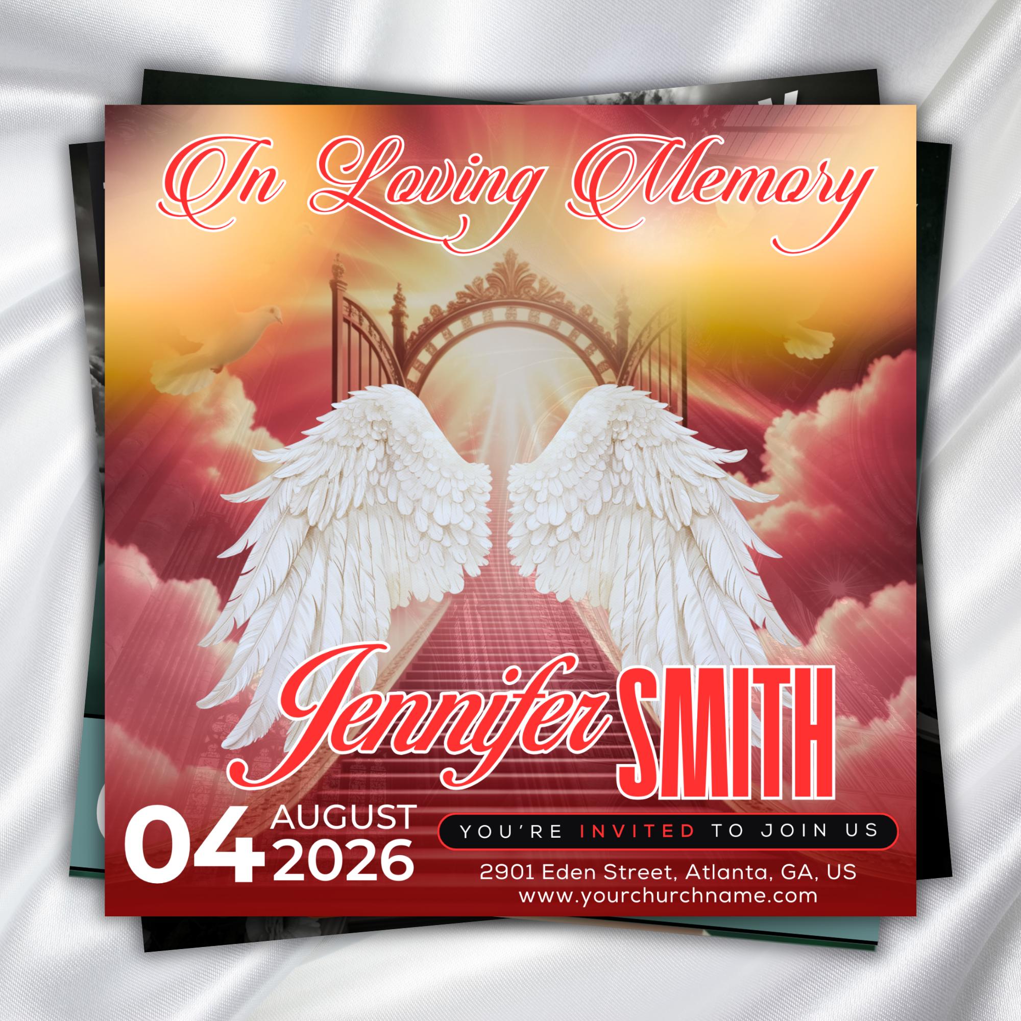 08 In Loving Memory Flyer Canva Editable Template, Rest In Piecs Flyer, Foreever in Our Heart Template, Funeral Invite Flyer Template - Editable Memorial Canva Template