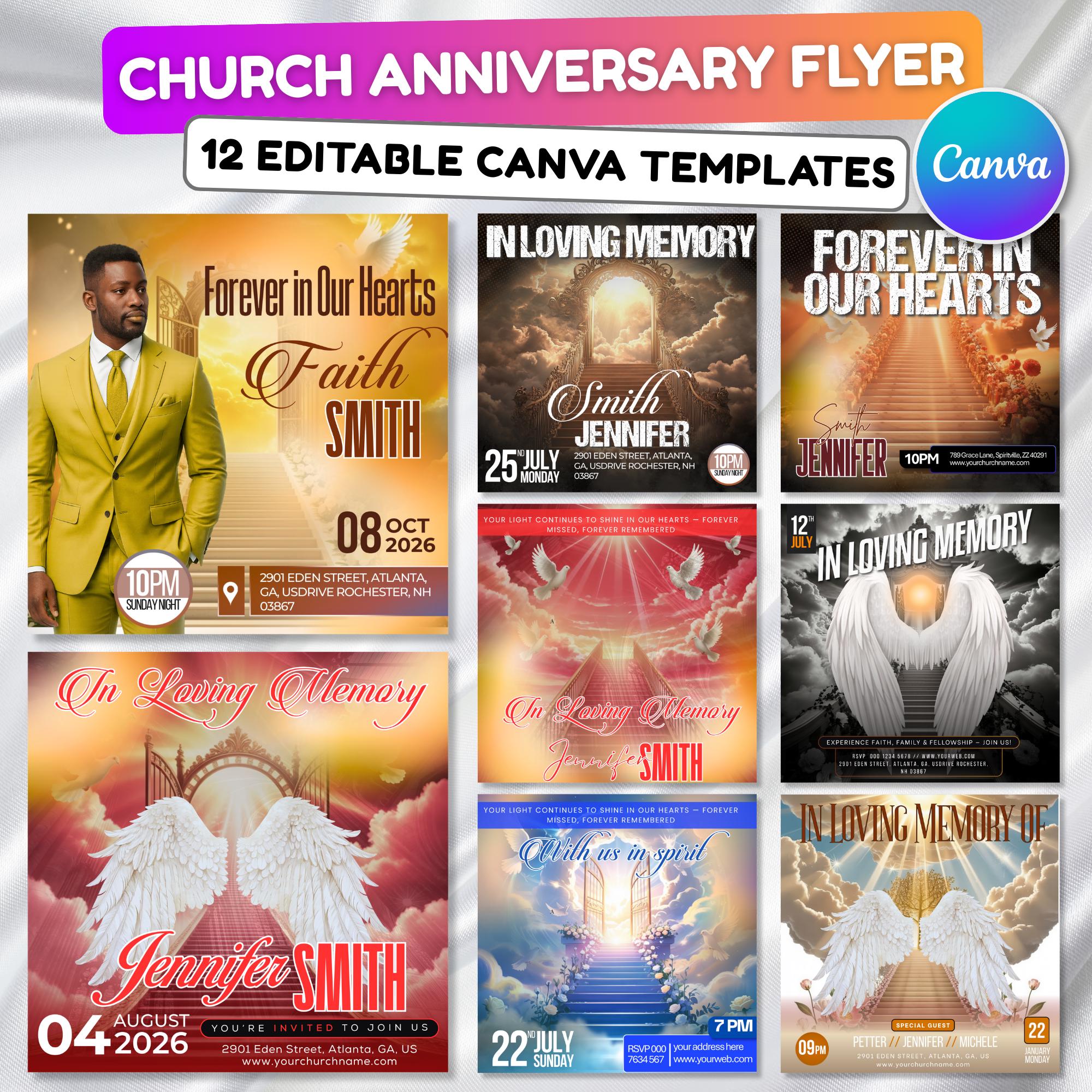 08 In Loving Memory Flyer Canva Editable Template, Rest In Piecs Flyer, Foreever in Our Heart Template, Funeral Invite Flyer Template - Editable Memorial Canva Template