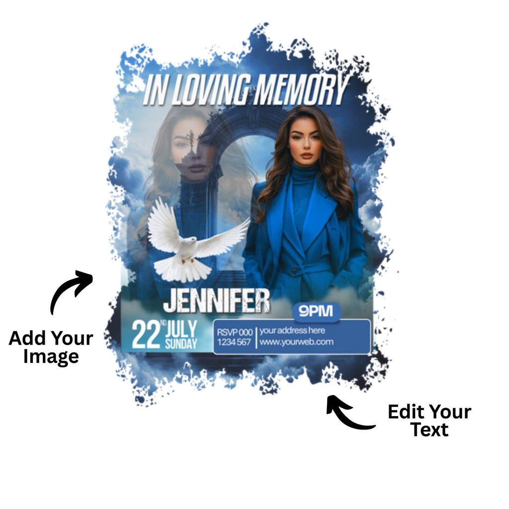18 In Loving Memory T Shirt Canva Editable Templates, Forever In Our Heart Templates, Memorial Canva Template, Funeral & Celebration of Life - Editable Memorial Canva Template