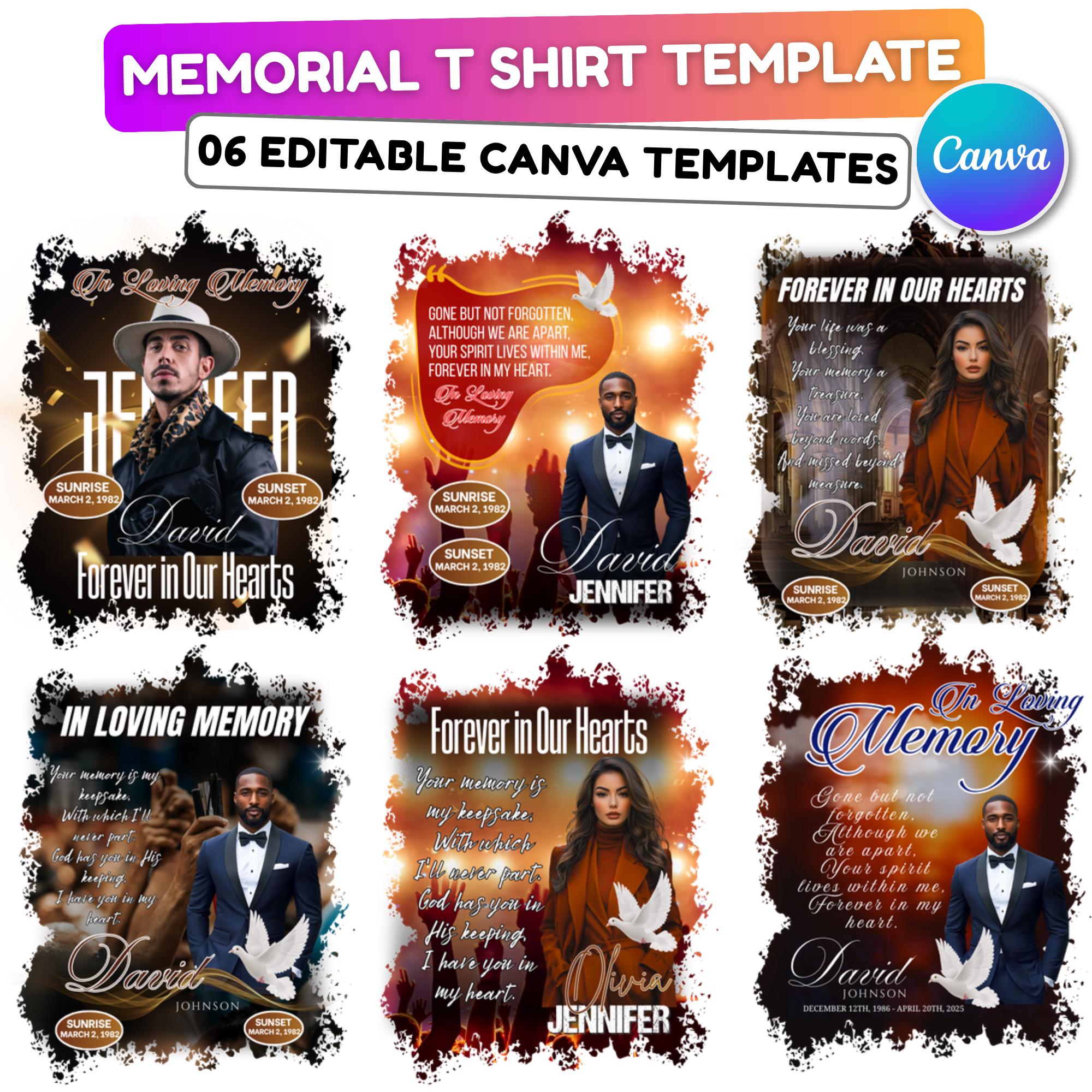 06 In Loving Memory T Shirt Canva Editable Templates, Forever In Our Heart Templates, Memorial Canva Template, Funeral & Celebration of Life - Editable Memorial Canva Template
