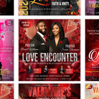 05 Valentine's Day Church Flyer Canva Editable Template, Pastoral Anniversary Flyer, Church Program Template, Valentine Sunday Service Flyer - Editable Memorial Canva Template