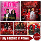 05 Valentine's Day Church Flyer Canva Editable Template, Pastoral Anniversary Flyer, Church Program Template, Valentine Sunday Service Flyer - Editable Memorial Canva Template